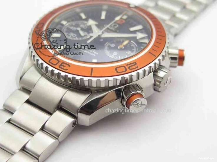 0110 Sophisticated Planet Ocean Master Chronometer Chrono SS OM 1:1 Best Edition Orange On SS Bracelet A 8156